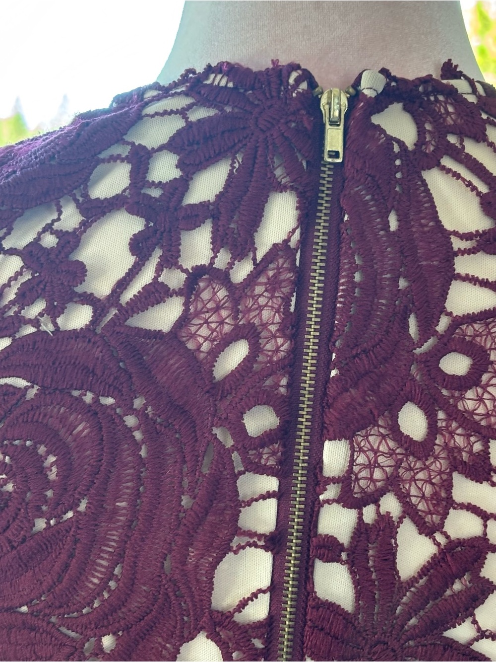 Love X Design Burgundy Floral Lace Romper XS Boho Crochet Cutout - Picture 4 of 15